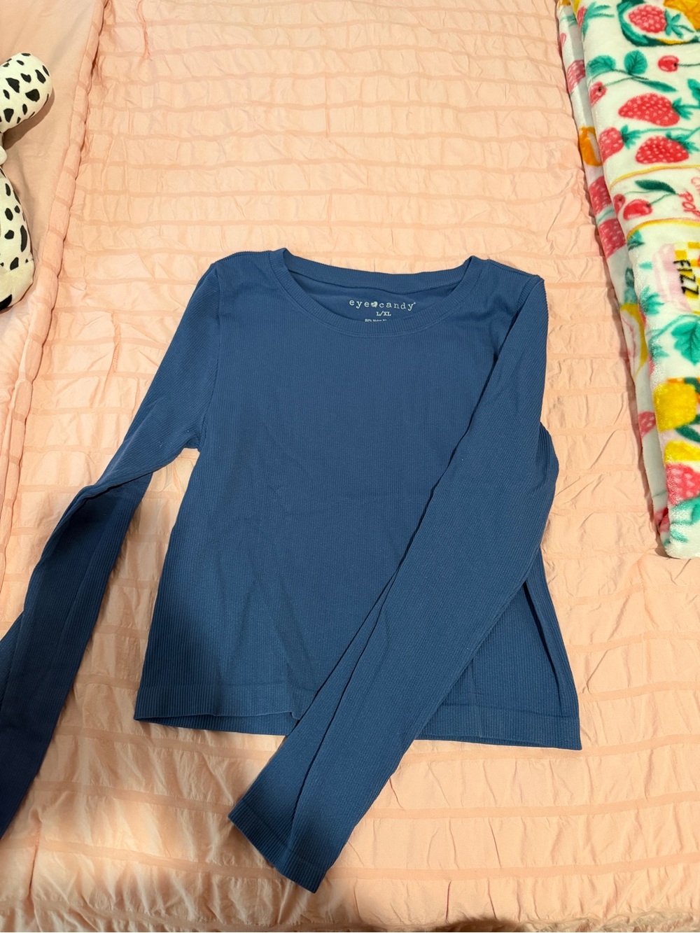 eye candy Slate Blue Ribbed Long Sleeve Tee